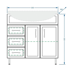 Stella Polare Тумба с раковиной Концепт 80, 3 ящика, L – фотография-3